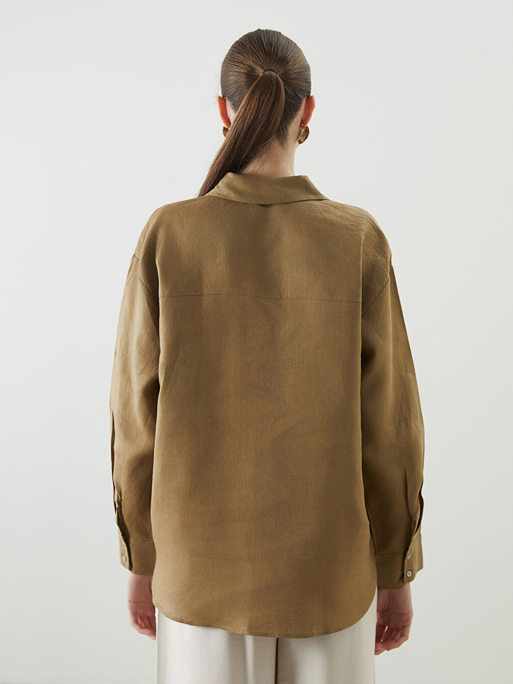 Oversize Linen Women's Shirt -S5NG83Z8-HCB