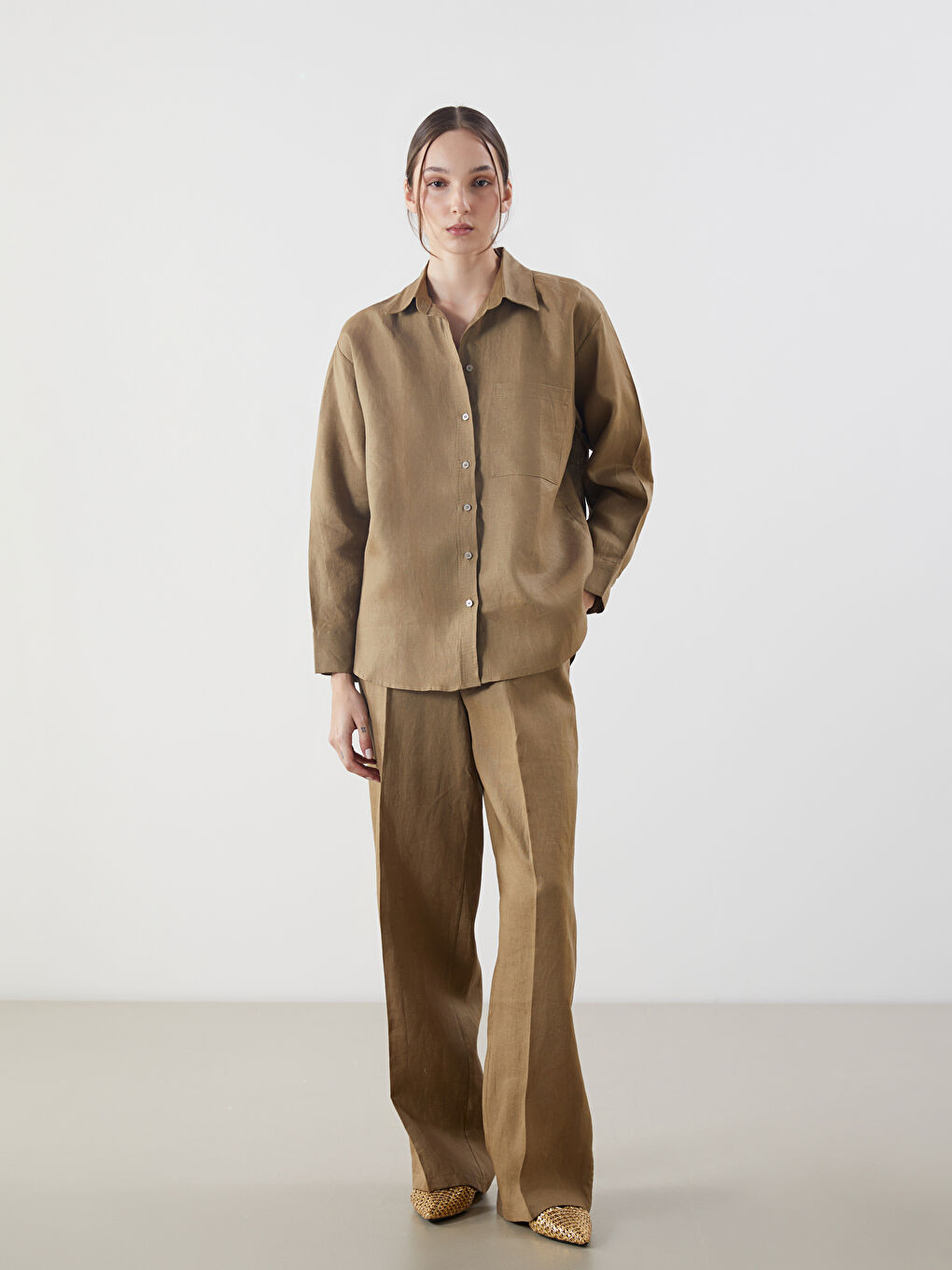 Oversize Linen Women's Shirt -S5NG83Z8-HCB