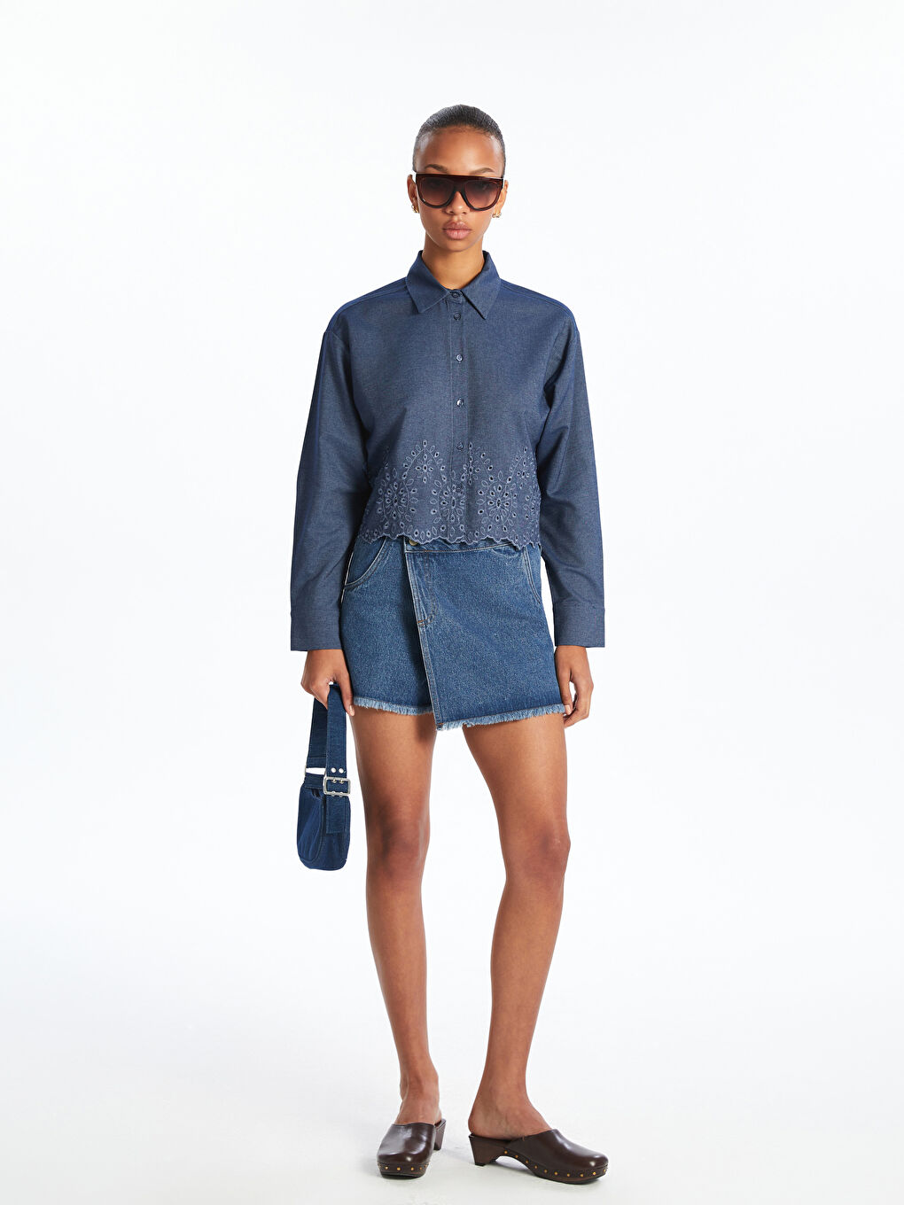 Self-Patterned Broderie Women's Shirt -S5NG86Z8-CUJ