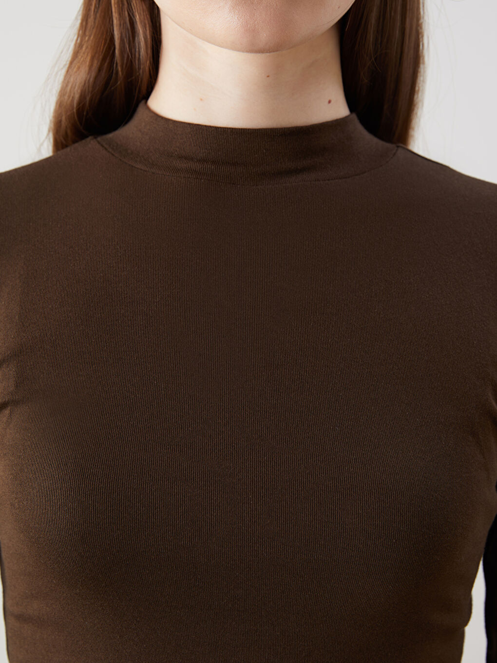 LCW Modest Kahverengi Dik Yaka Kadın Body - 2