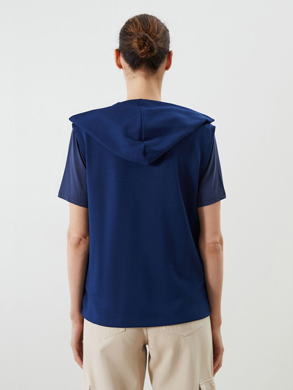 Lacivert Kapüşonlu Kadın Fermuarlı Sweatshirt-3