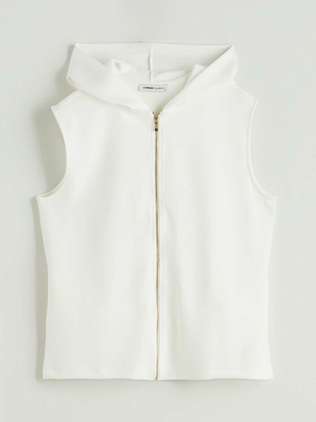 Ekru Kapüşonlu Kadın Fermuarlı Sweatshirt-4