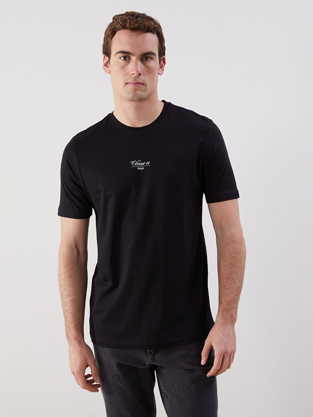 Siyah Umut Et Baskılı Erkek Tişört