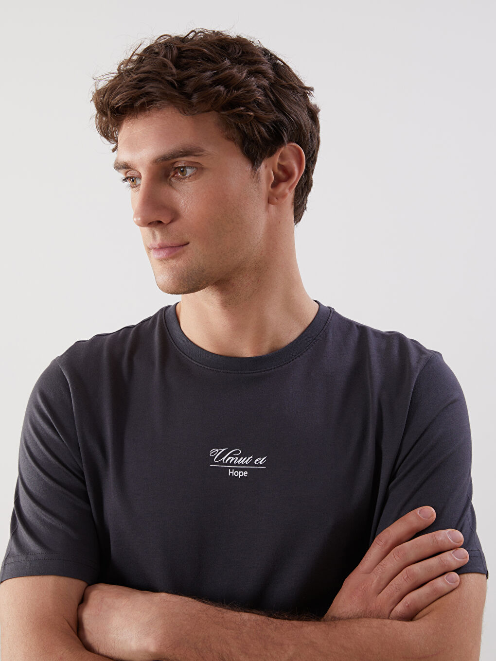 Antrasit Umut Et Baskılı Erkek Tişört