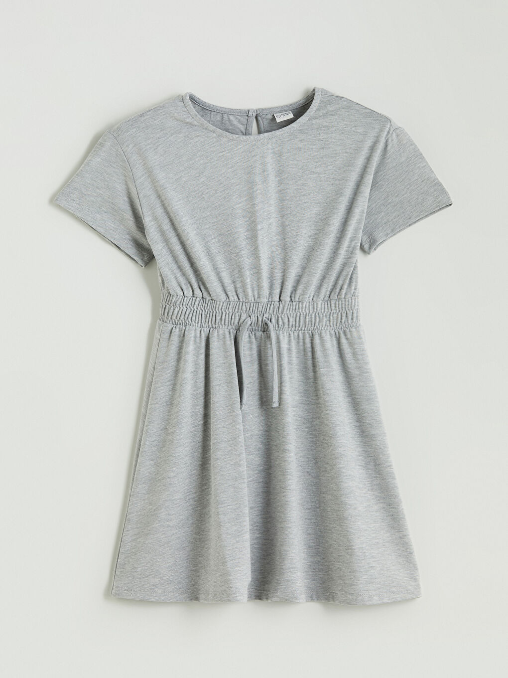 Gri Bisiklet Yaka Kız Çocuk Elbise