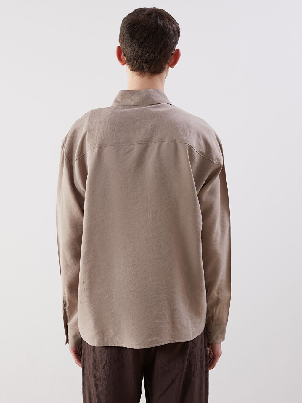 Kahverengi Regular Fit Kısa Kollu Erkek Gömlek-3
