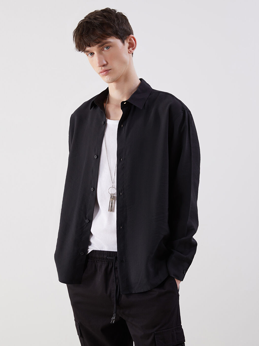 Antrasit Regular Fit Kısa Kollu Erkek Gömlek