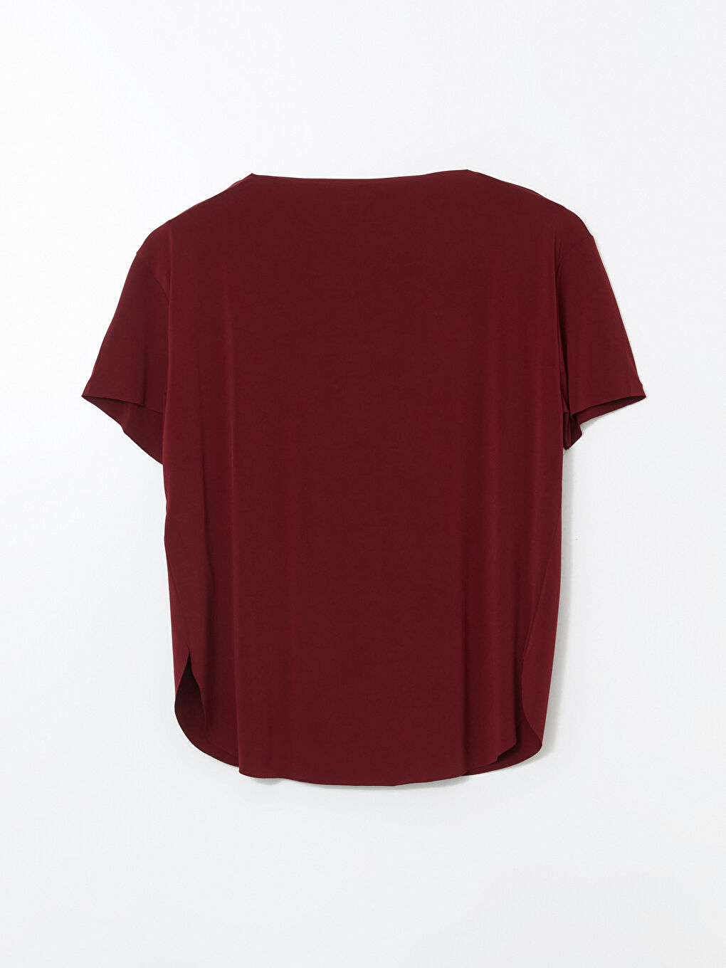 Bordo Bisiklet Yaka Kadın Spor Tişört-5