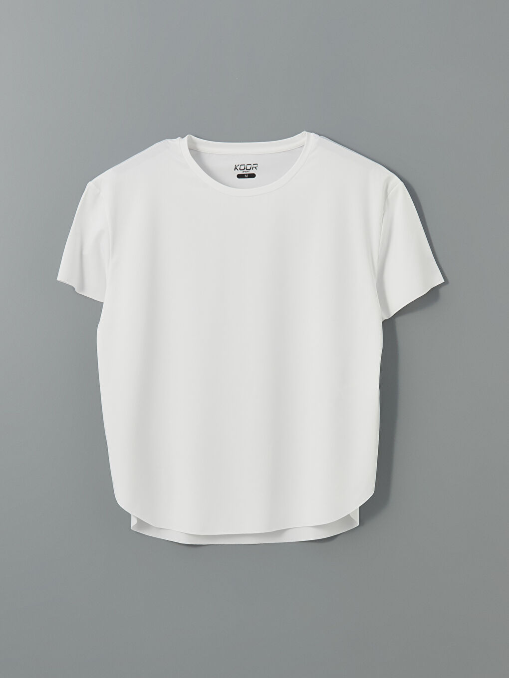 Beyaz Bisiklet Yaka Kadın Spor Tişört-4