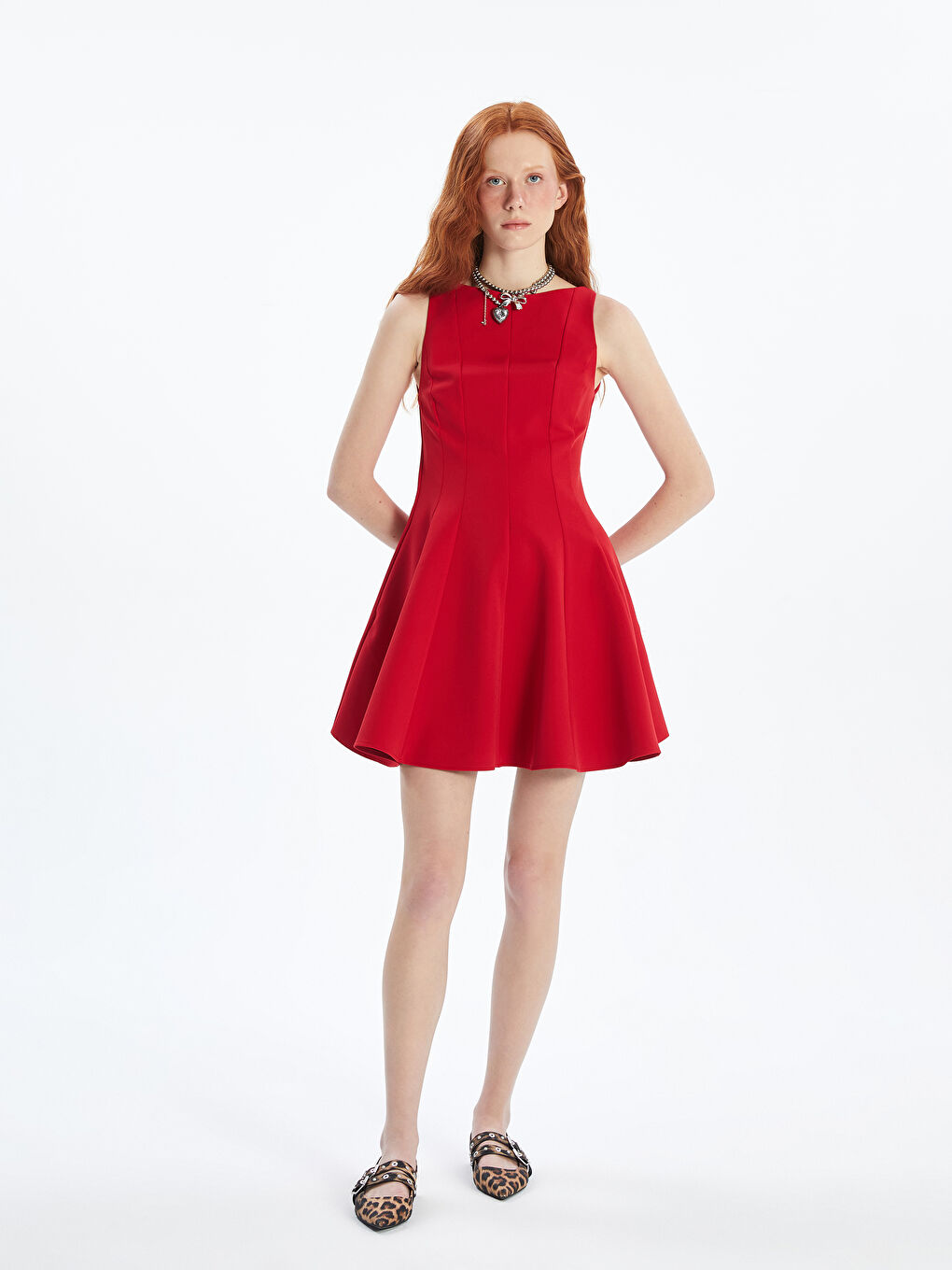 Slash Neck Mini Dress -S5NH23Z8-DMR
