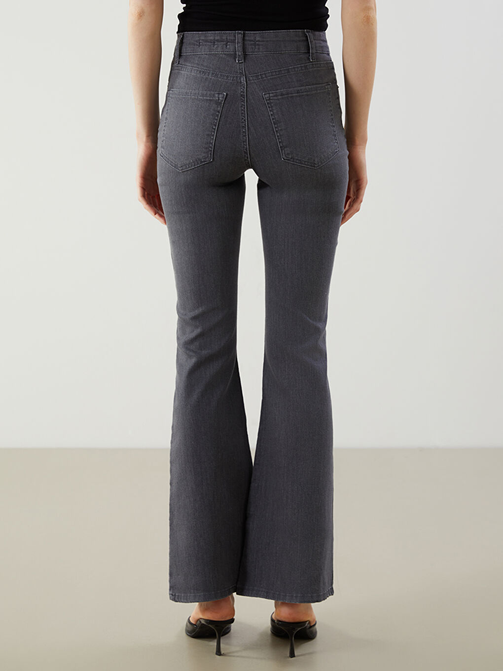 LCW Jeans Gri Flare Kadın Jean Pantolon - 3