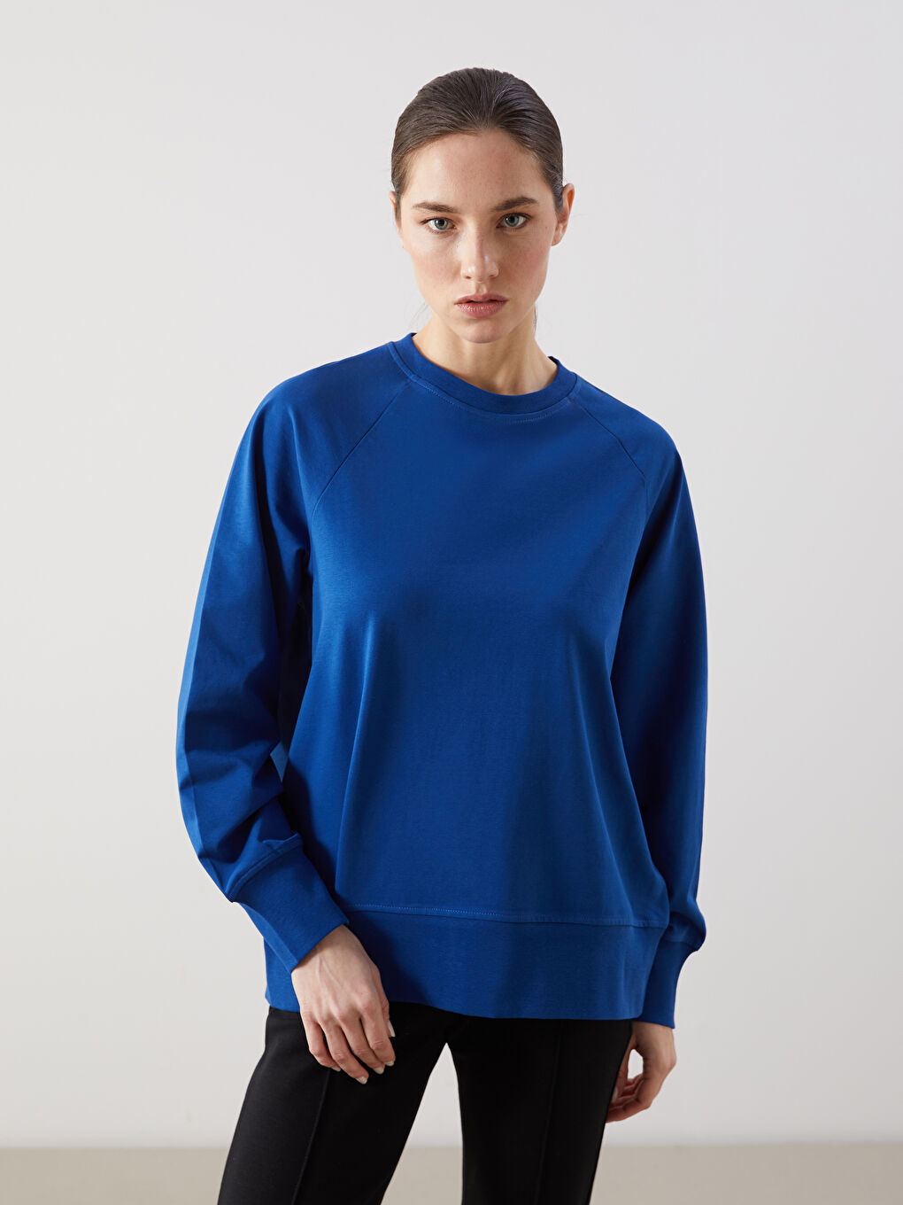 Mavi Bisiklet Yaka Oversize Kadın Sweatshirt