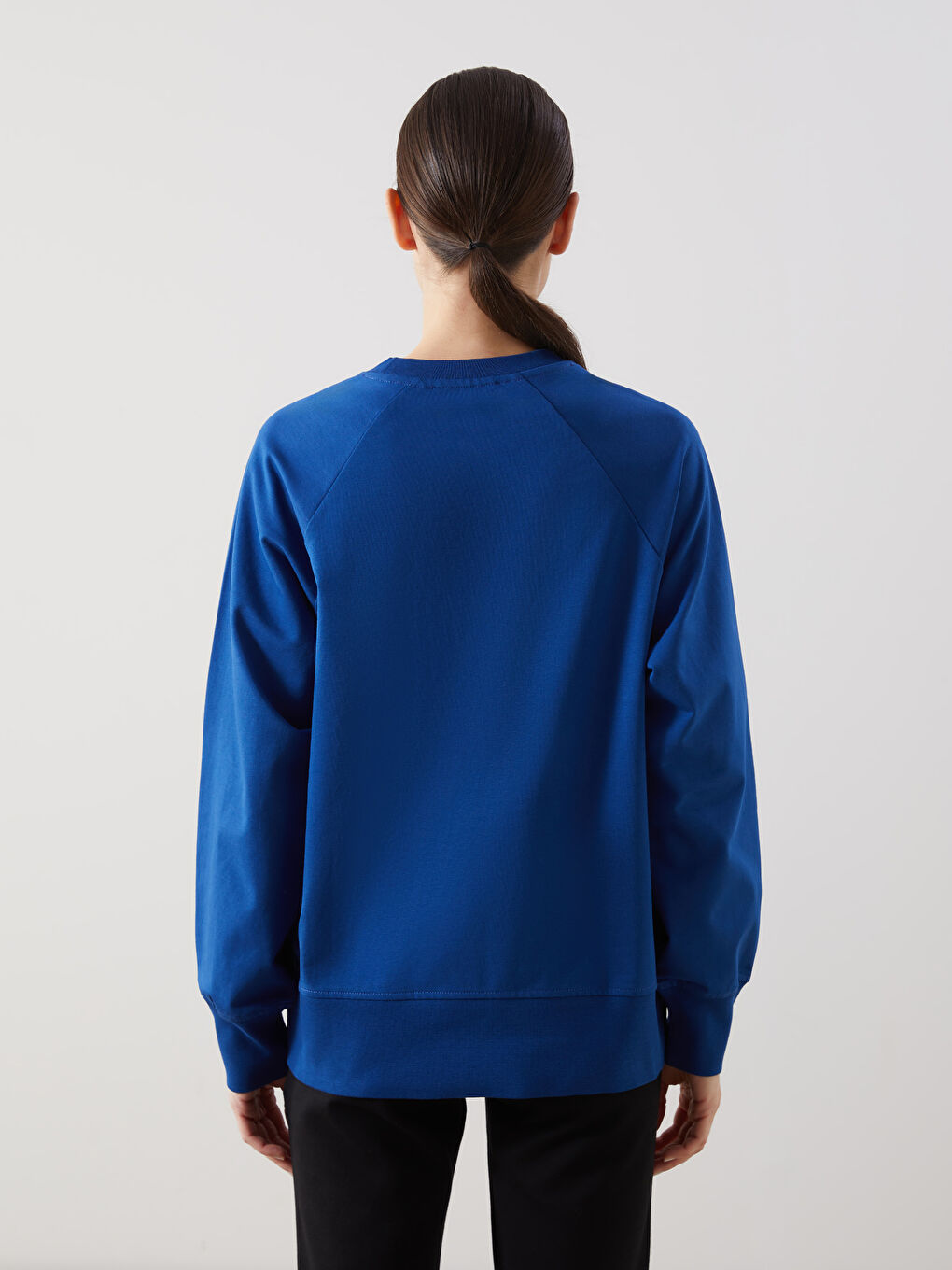 Mavi Bisiklet Yaka Oversize Kadın Sweatshirt-3
