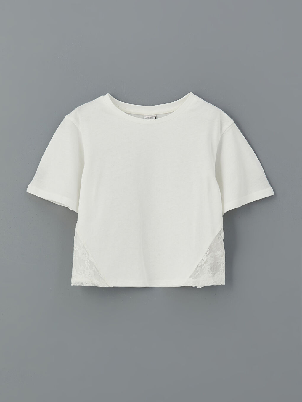 Crew Neck Lace Detailed Girls' T-Shirt -S5NH73Z4-R9J