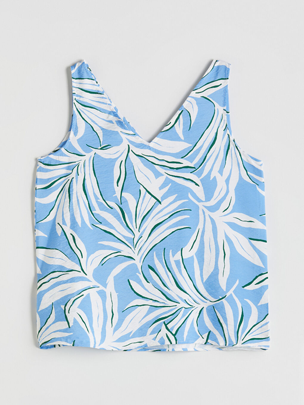 Mavi V Yaka Çiçekli Bluz-5