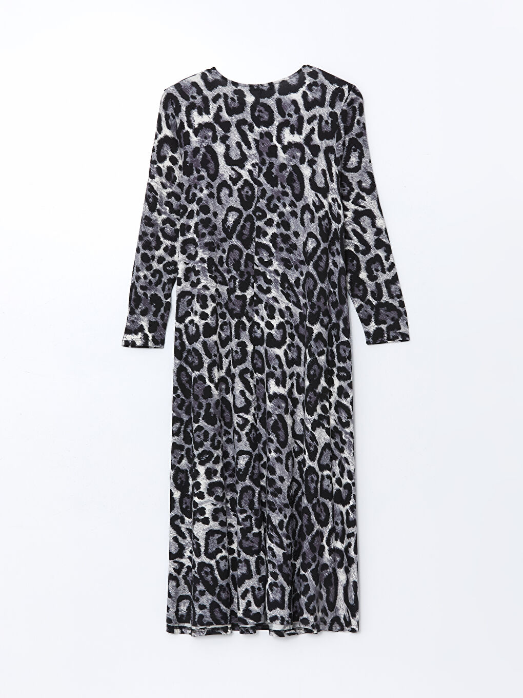 Siyah Bisiklet Yaka Desenli Elbise-5