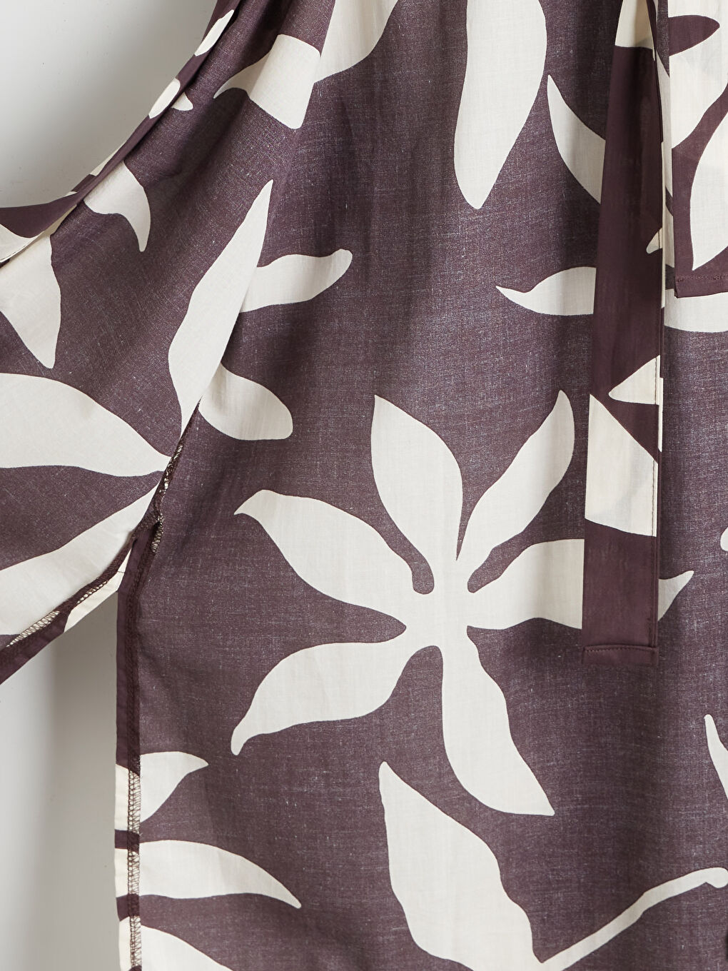 Kahverengi Şal Yaka Desenli Oversize Kadın Kimono-7