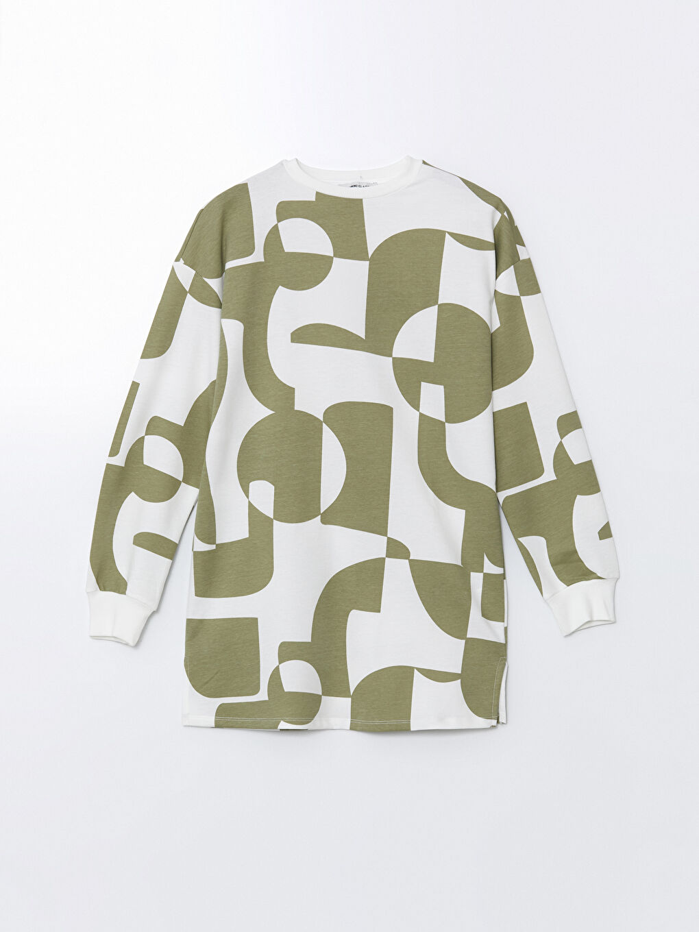 LCWAIKIKI Classic Crew Neck Patterned Oversize Women's Sweatshirt Tunic -S5NH99Z8-LRL