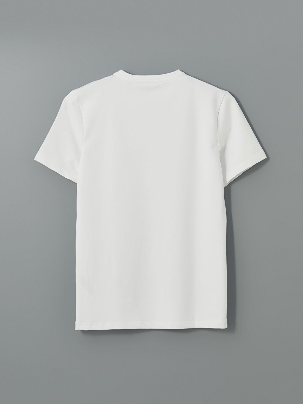 Beyaz Bisiklet Yaka Baskılı Penye Erkek Tişört-5