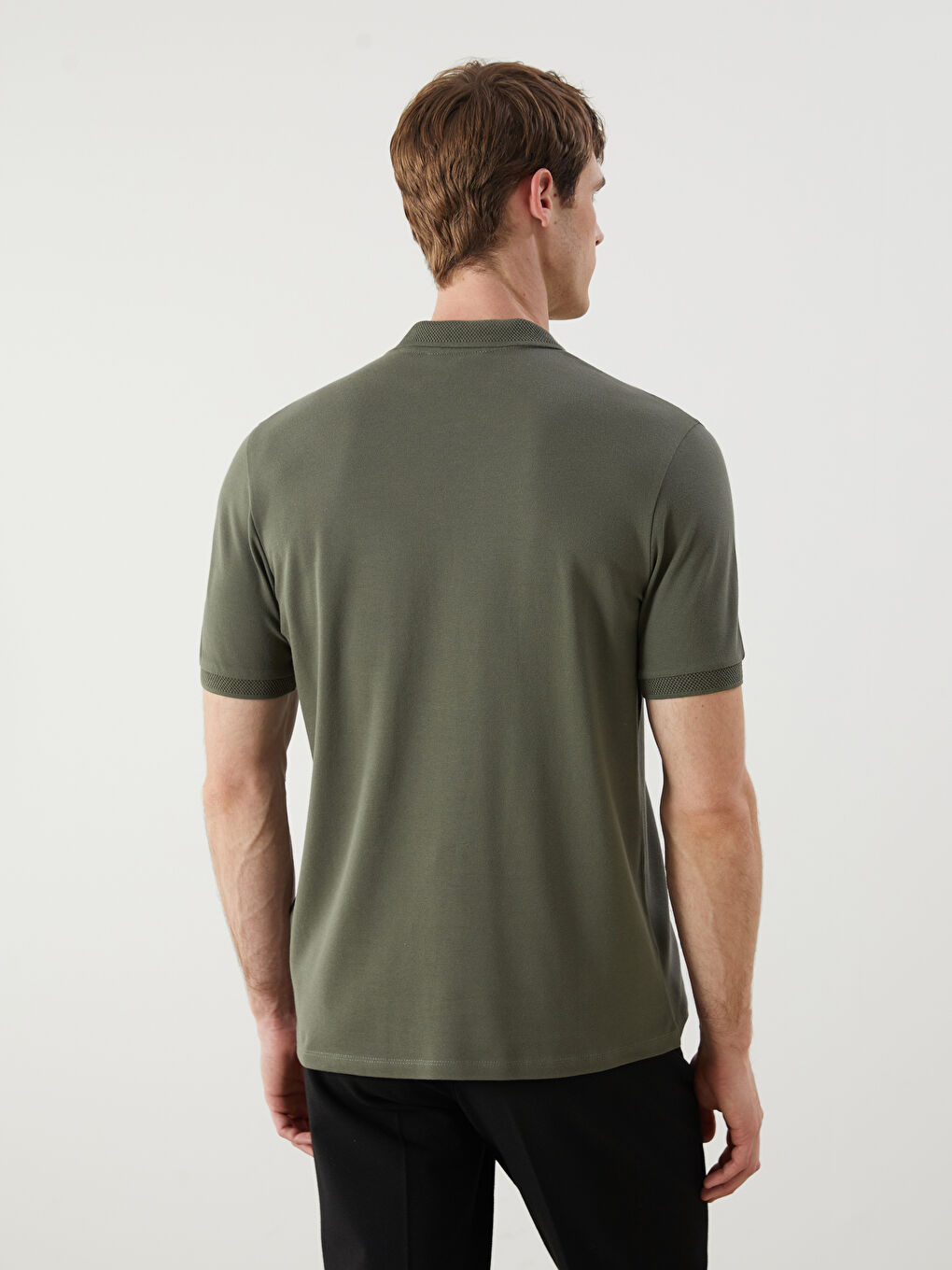 Haki Polo Yaka Pike Erkek Tişört-3