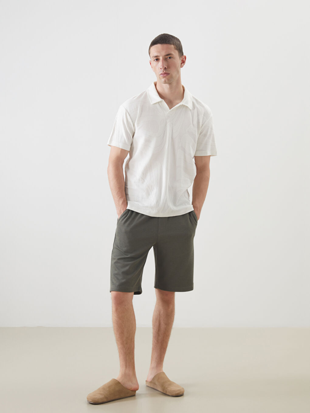 Polo Neck Men's Textured T-Shirt-1