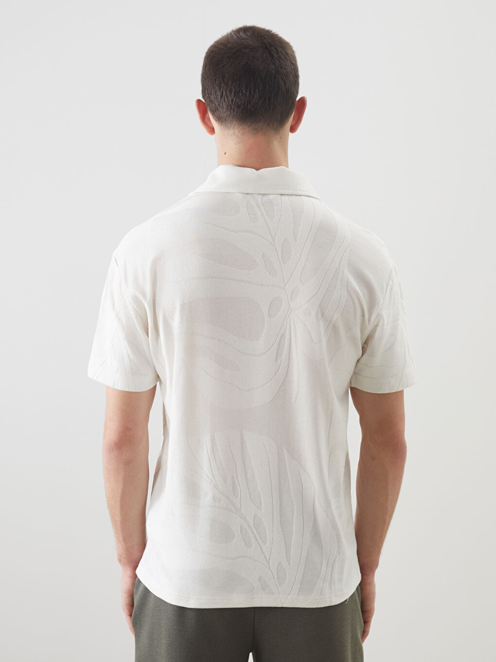 Polo Neck Men's Textured T-Shirt-4