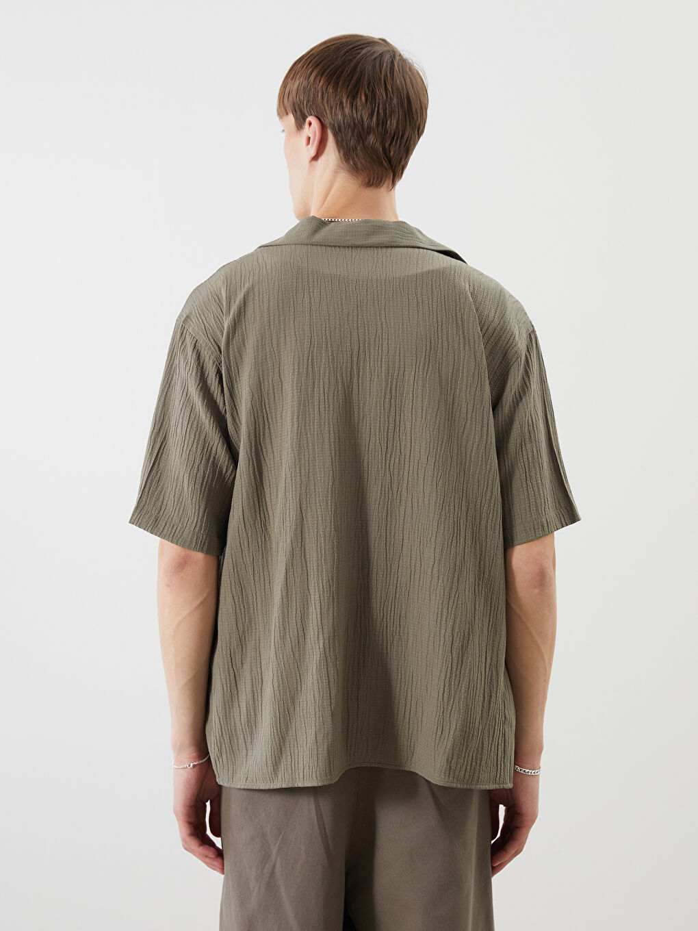 Haki Regular Fit Kısa Kollu Erkek Gömlek-7