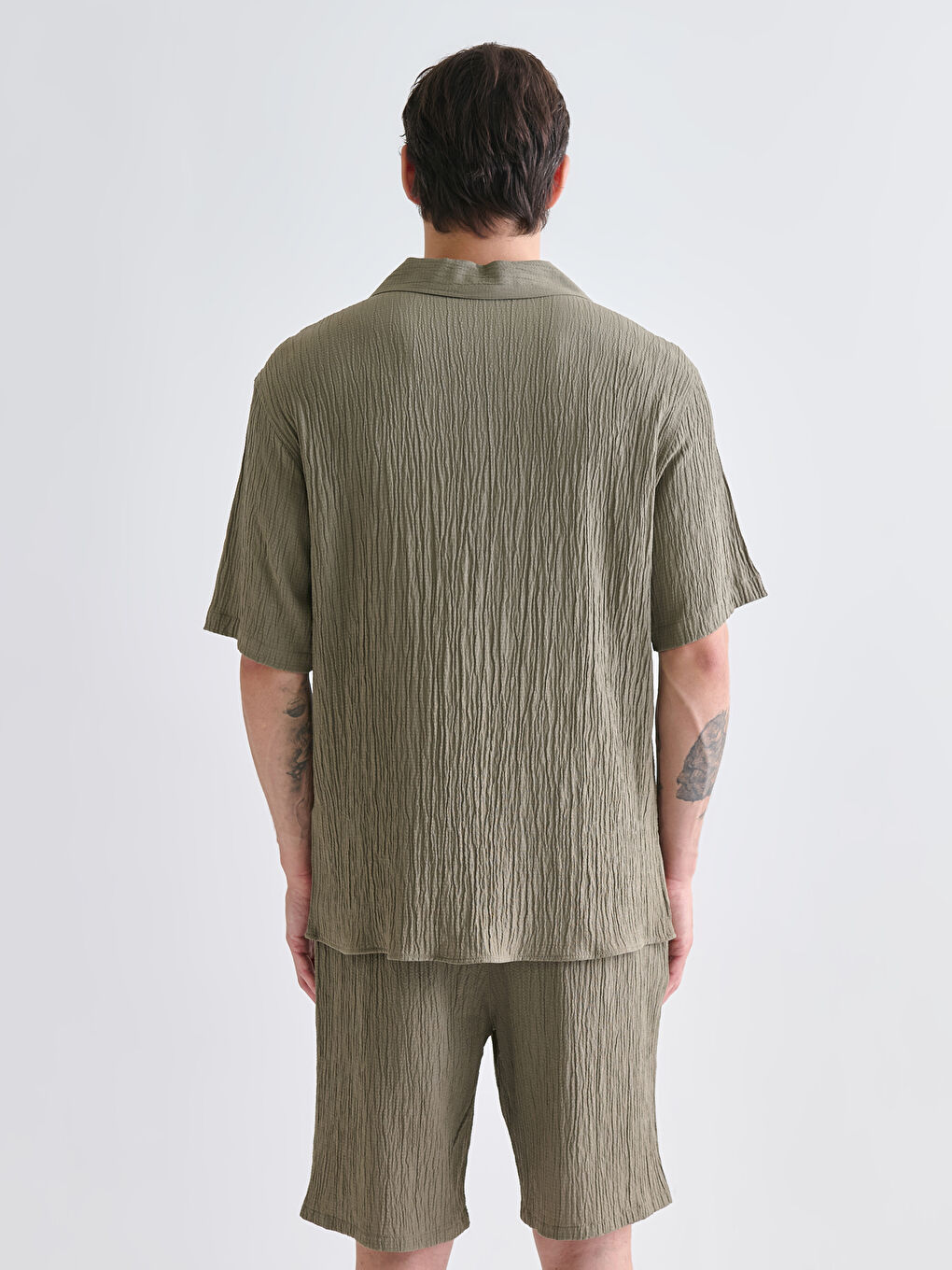 Haki Regular Fit Kısa Kollu Erkek Gömlek-6