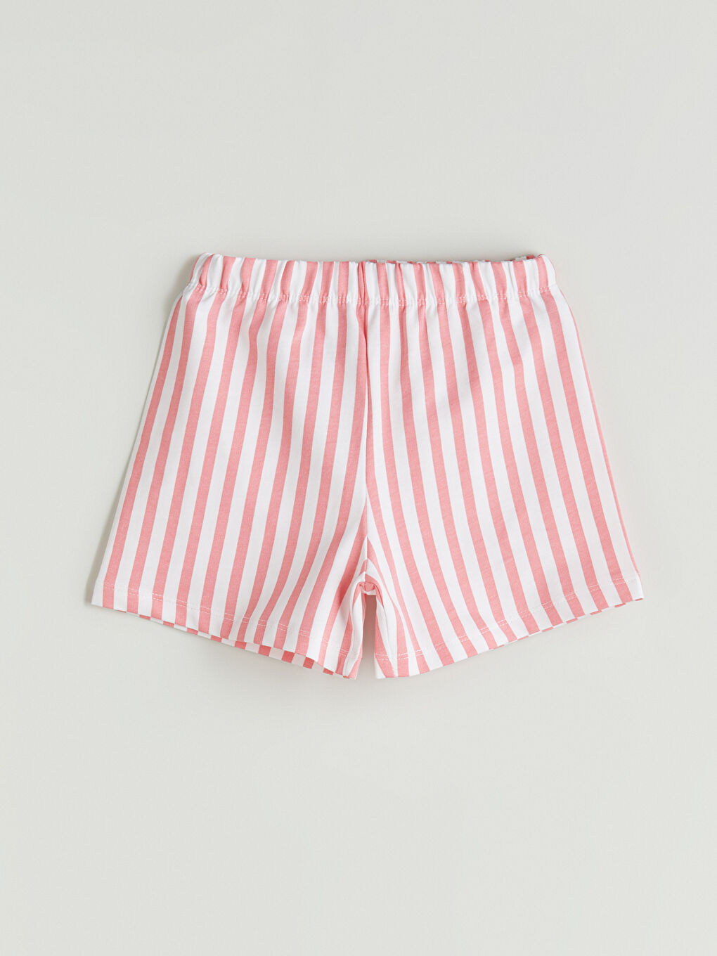 Pembe Beli Lastikli Çizgili Kız Çocuk Şort