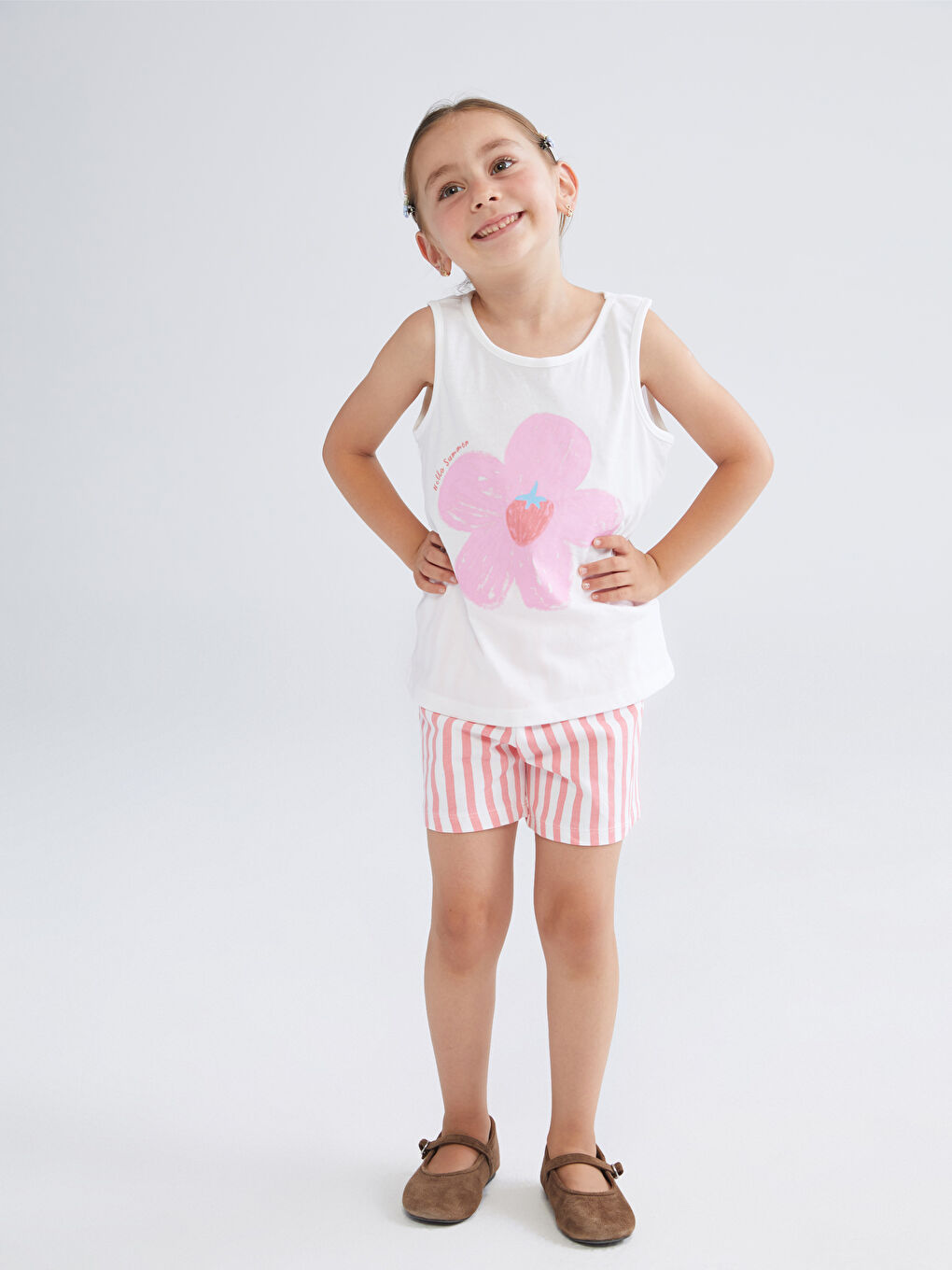 LCW Kids Floral Girls' T-Shirt and Shorts 2 Pack -S5NI61Z1-JYX