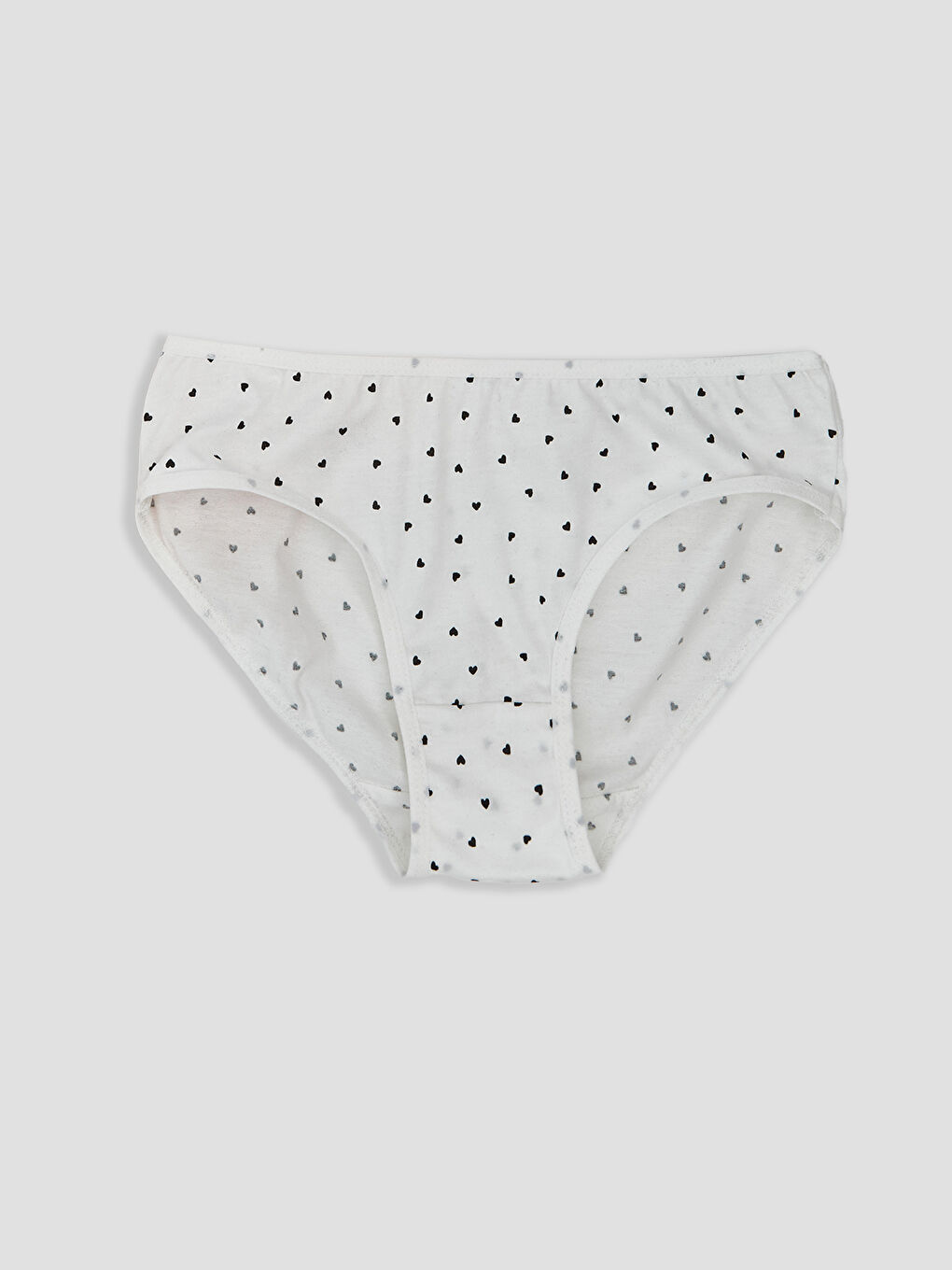 Ekru Kalp Desenli Kız Çocuk Külot