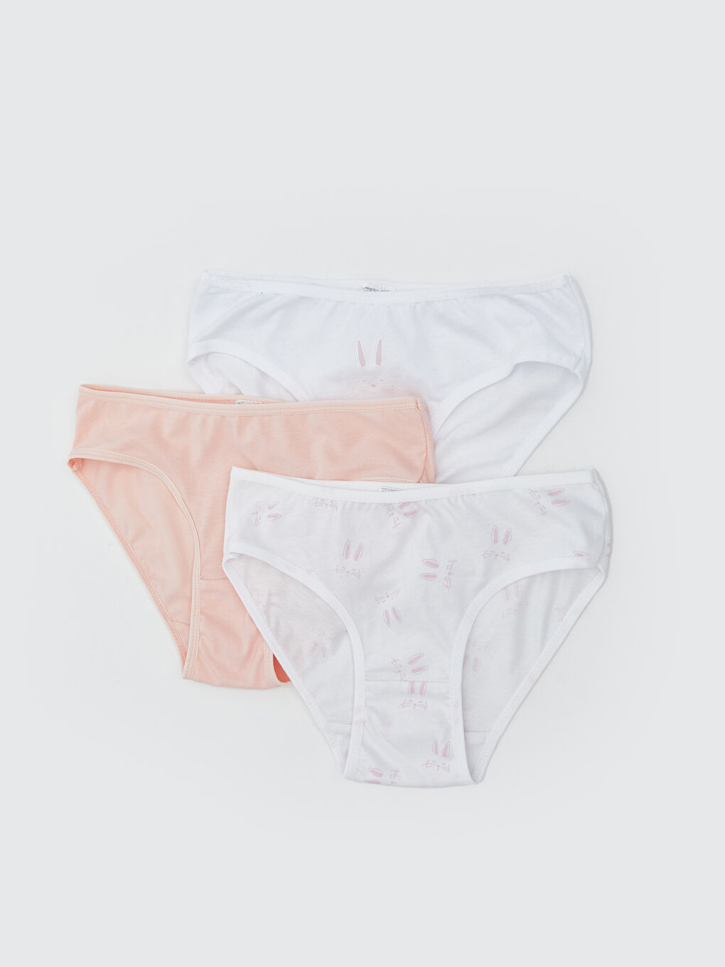 Beyaz Baskılı Kız Çocuk Külot 3'lü