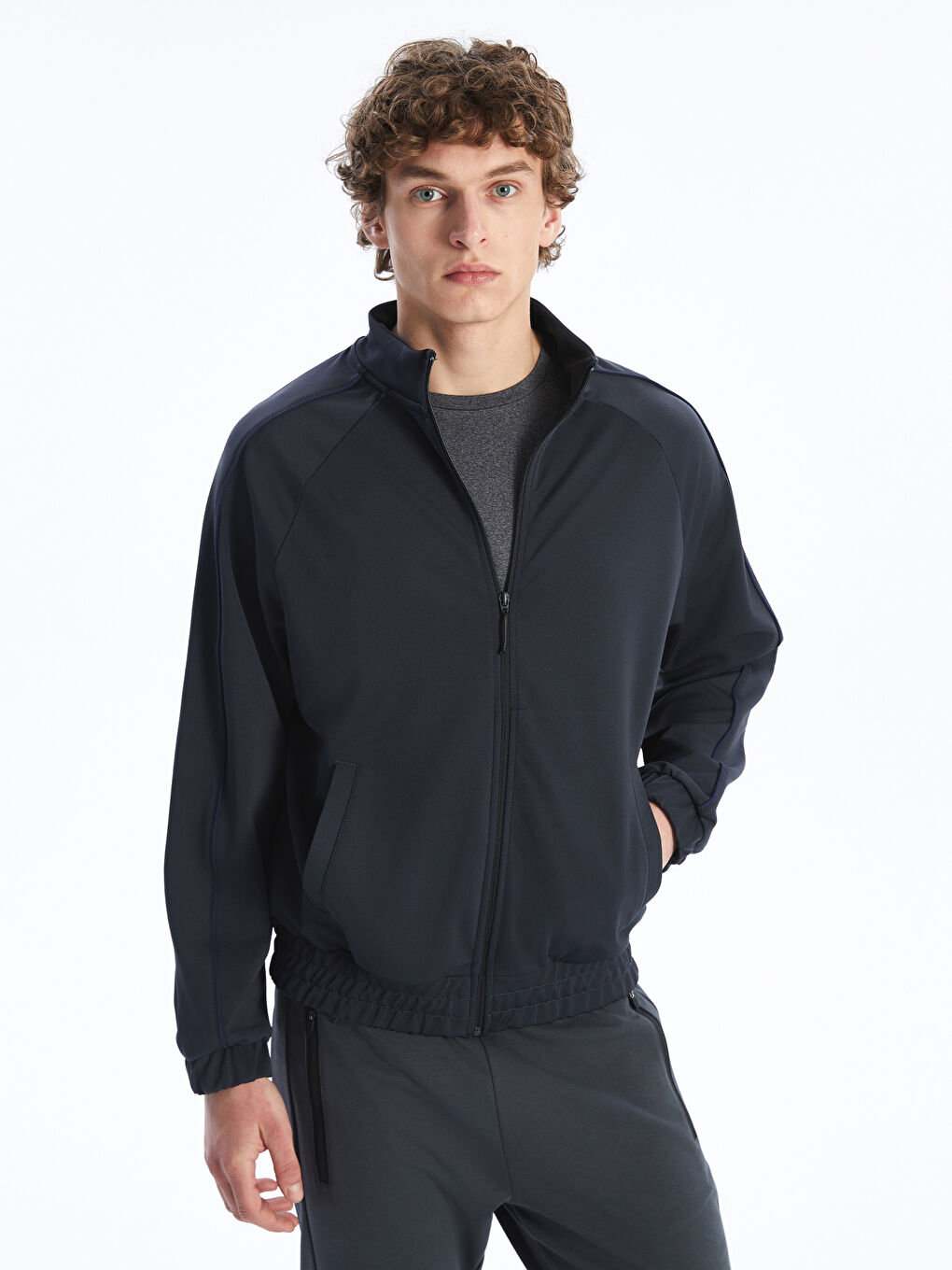 Stand Up Collar Long Sleeve Men's Zippered Sweatshirt -S5NJ02Z8-CTJ