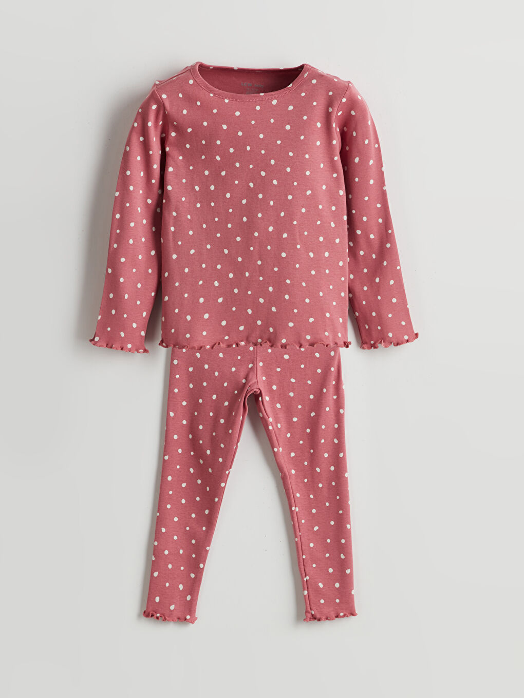 Pembe Puantiye Baskılı Kız Bebek Bluz ve Tayt 2'li