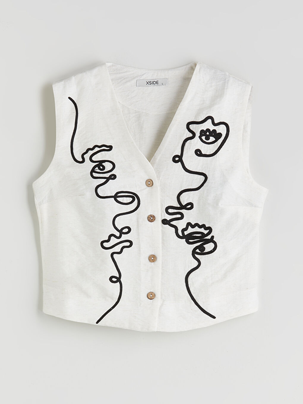 V Neck Embroidered Women's Waistcoat-4