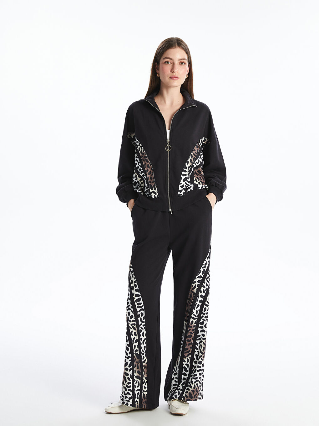 Elasticated Waist Patterned Women's Trousers -S5NJ69Z8-CVL