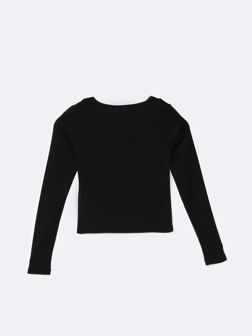 Siyah Bisiklet Yaka Dantel Detaylı Kadın Body-5