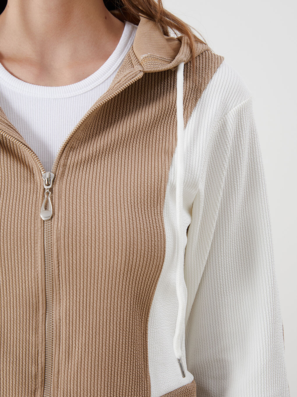 Hooded Color Block Women's Zip-Up Sweatshirt-2