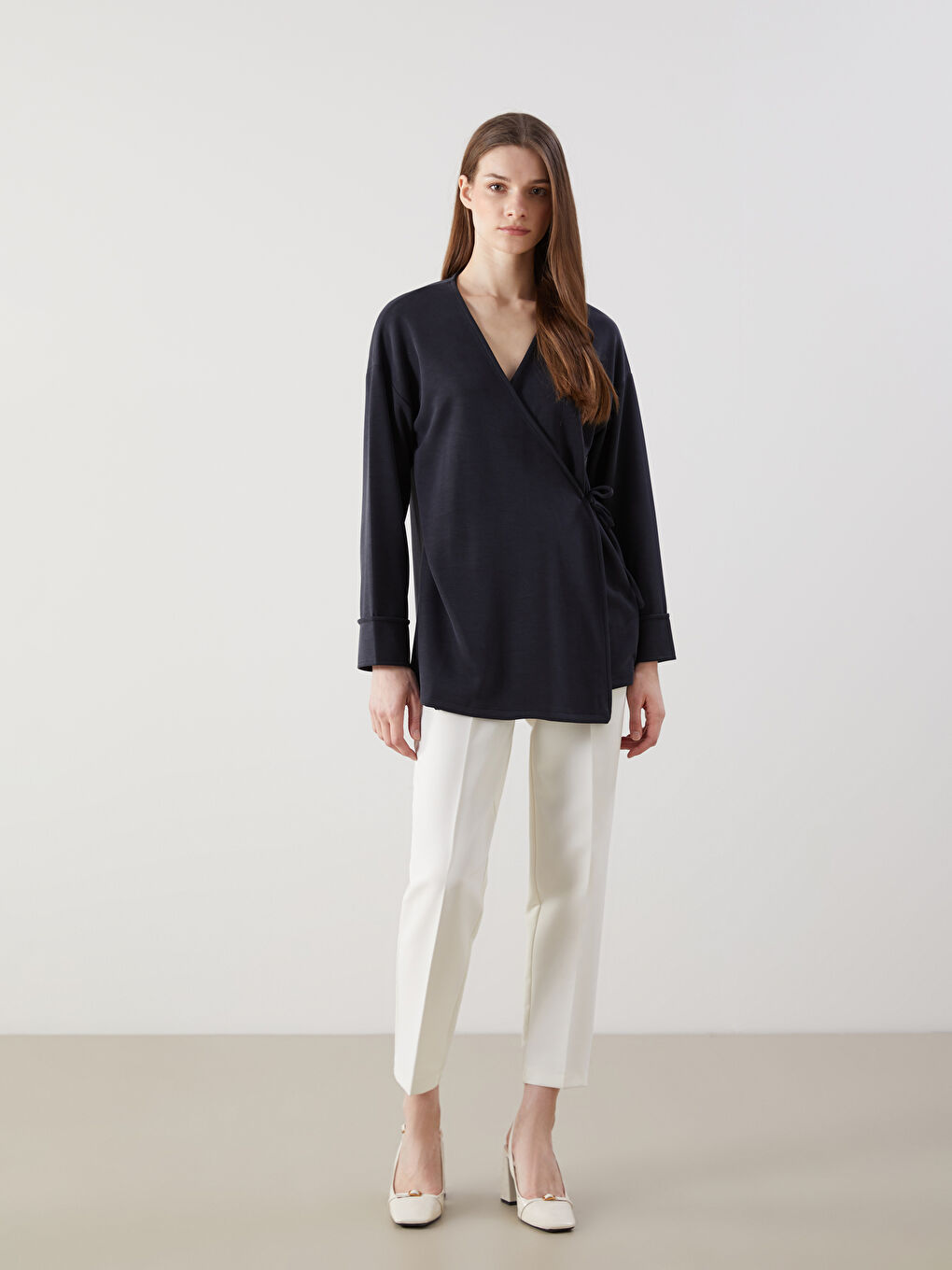 Antrasit Şal Yaka Modal Karışımlı Kadın Hırka-1