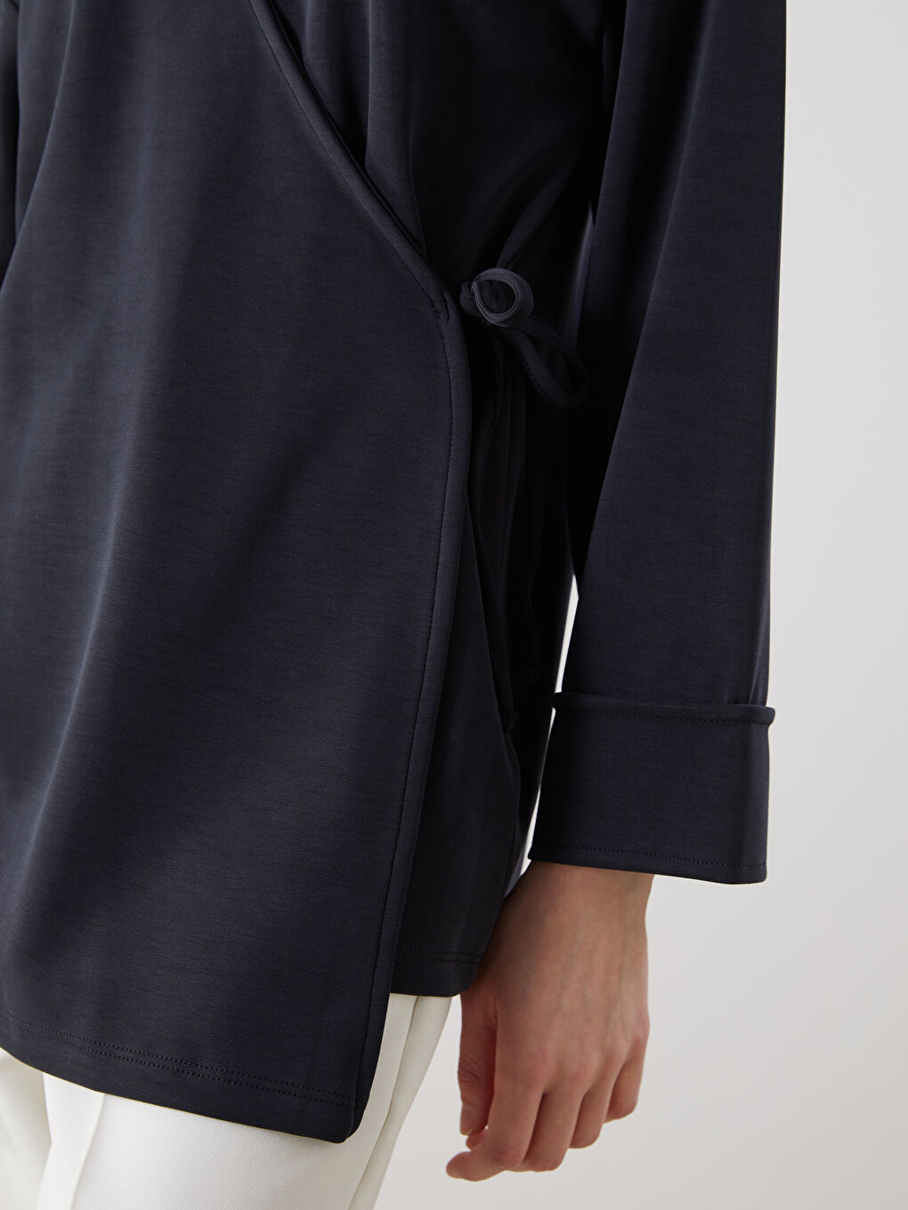 Antrasit Şal Yaka Modal Karışımlı Kadın Hırka-2