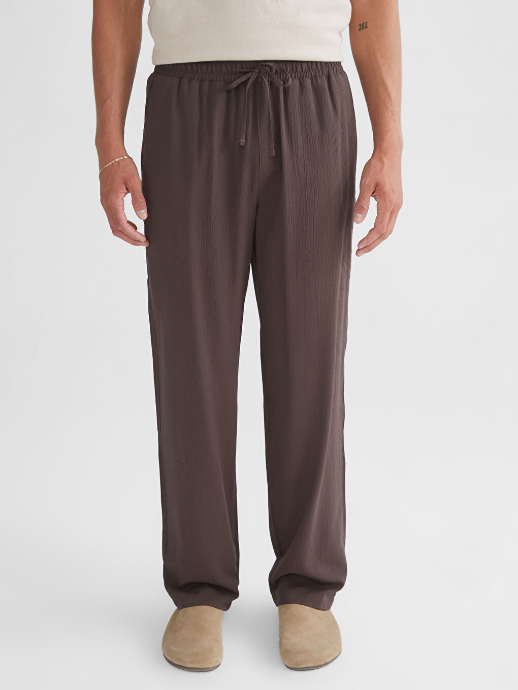 Kahverengi Rahat Kalıp Erkek Pantolon-1