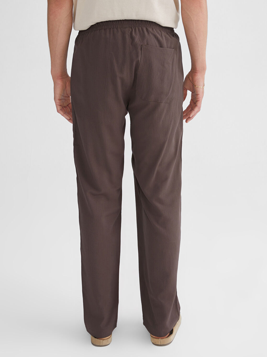 Kahverengi Rahat Kalıp Erkek Pantolon-5