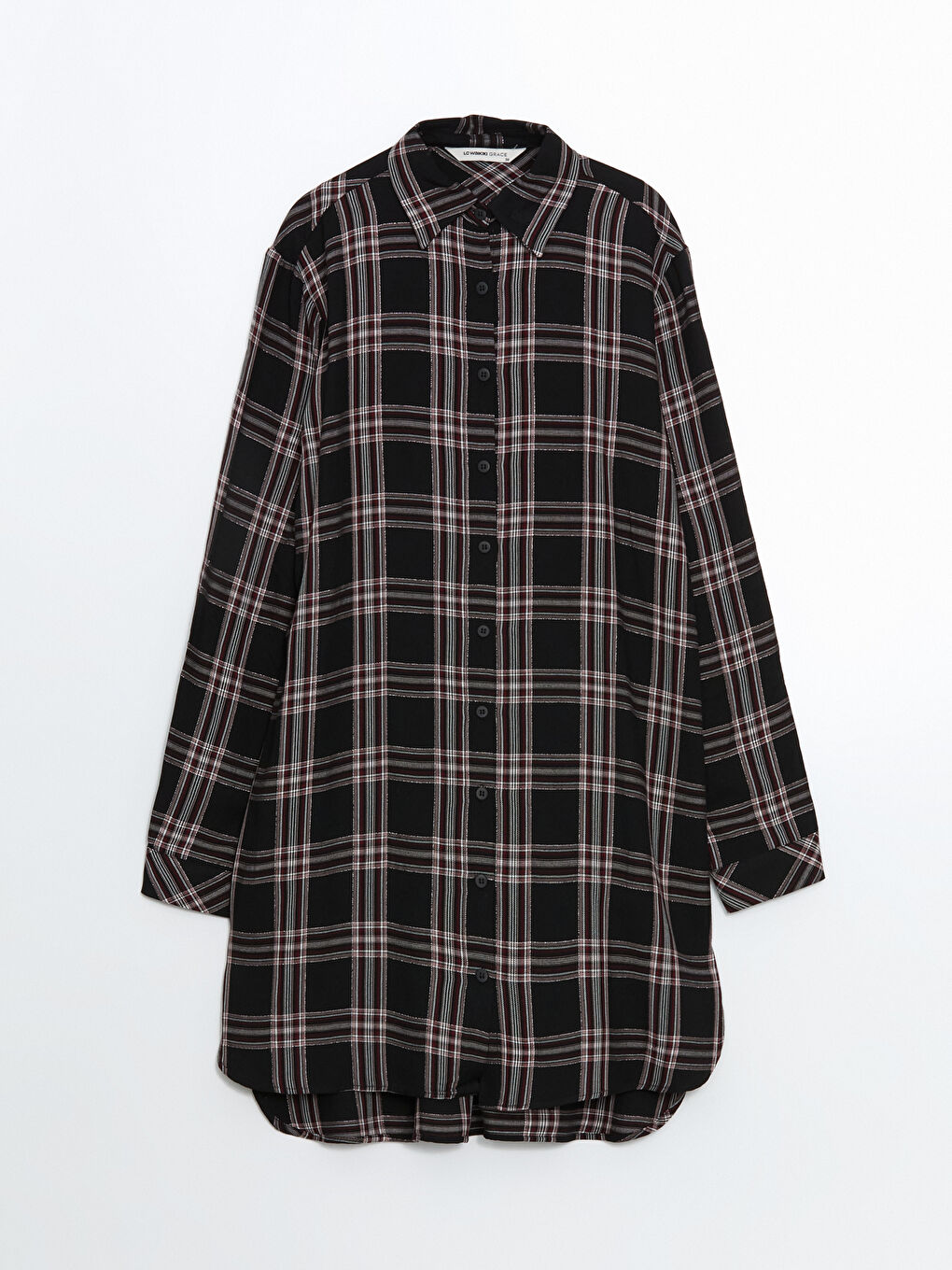 Siyah Ekose Kadın Gömlek Tunik-4