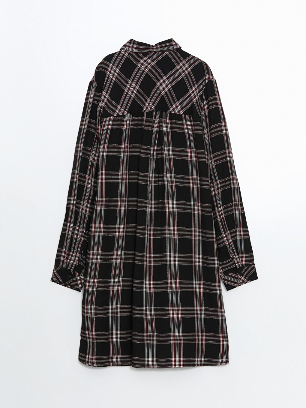 Siyah Ekose Kadın Gömlek Tunik-5