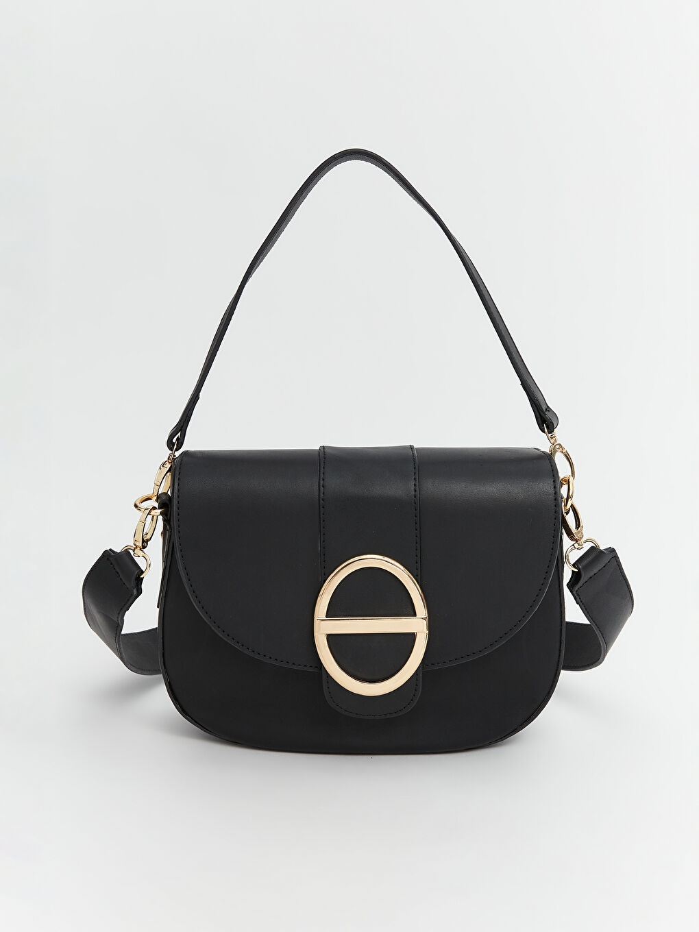 Siyah Hakiki Deri Kadın Omuz Çantası