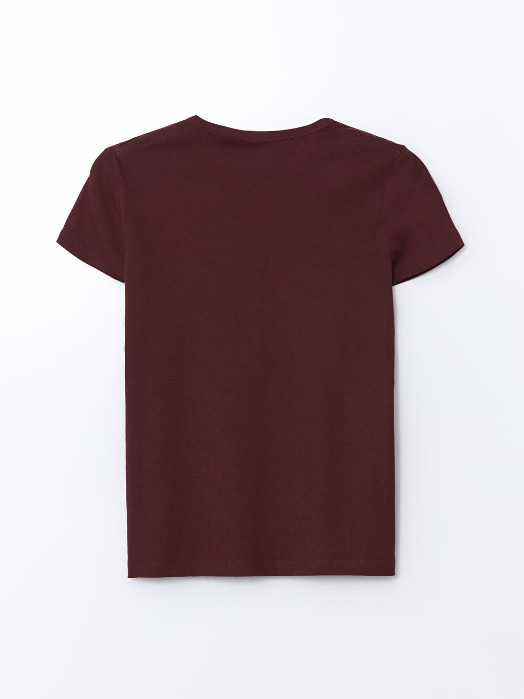 Bordo Bisiklet Yaka Modal Karışımlı Kadın Tişört-5