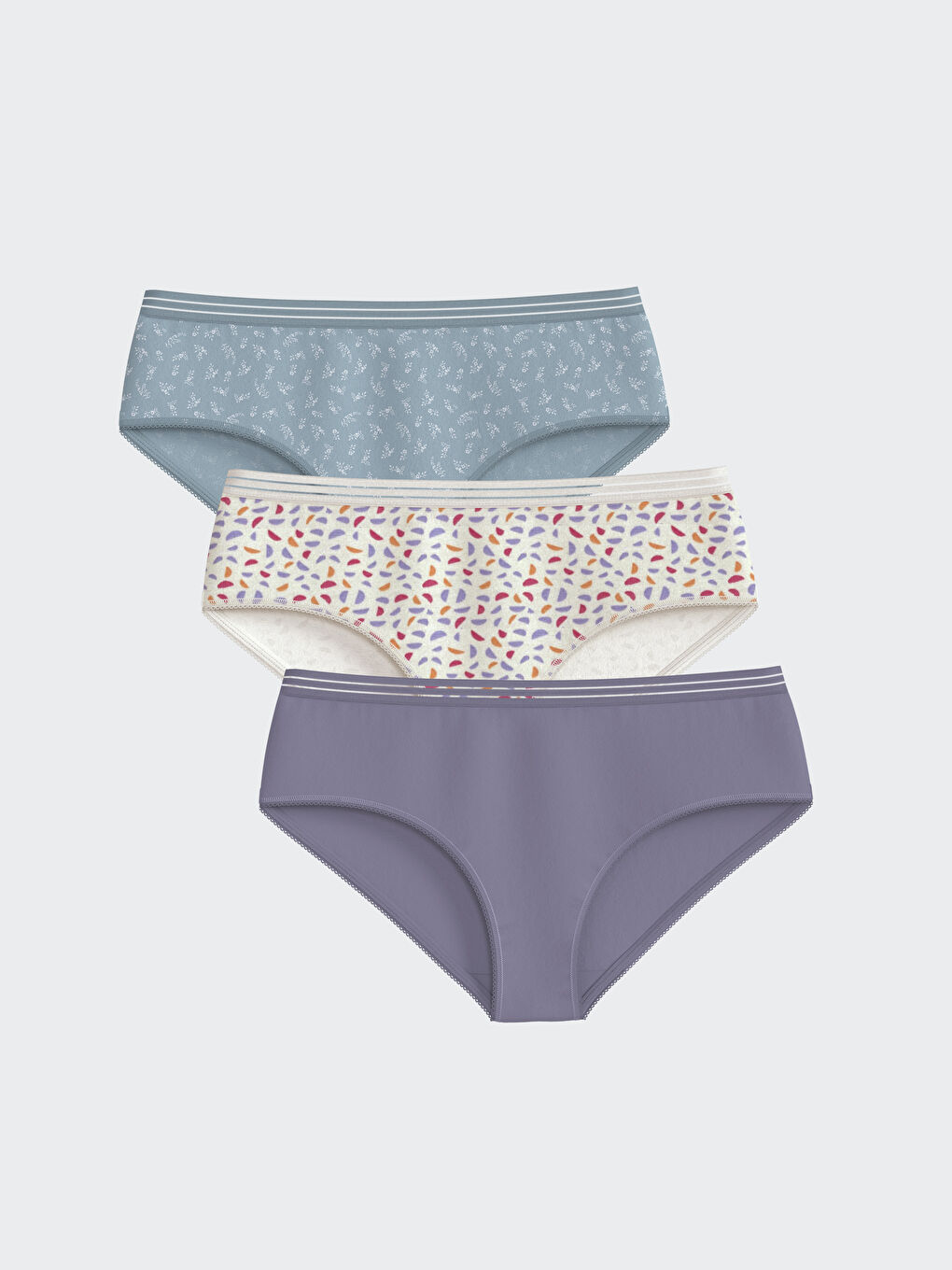 Mavi Desenli Hipster Külot 3'lü Paket