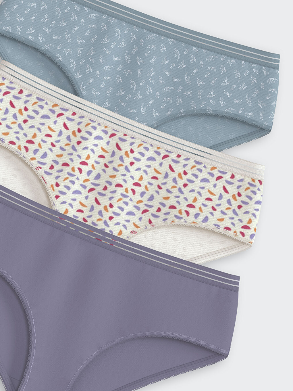 Mavi Desenli Hipster Külot 3'lü Paket-2