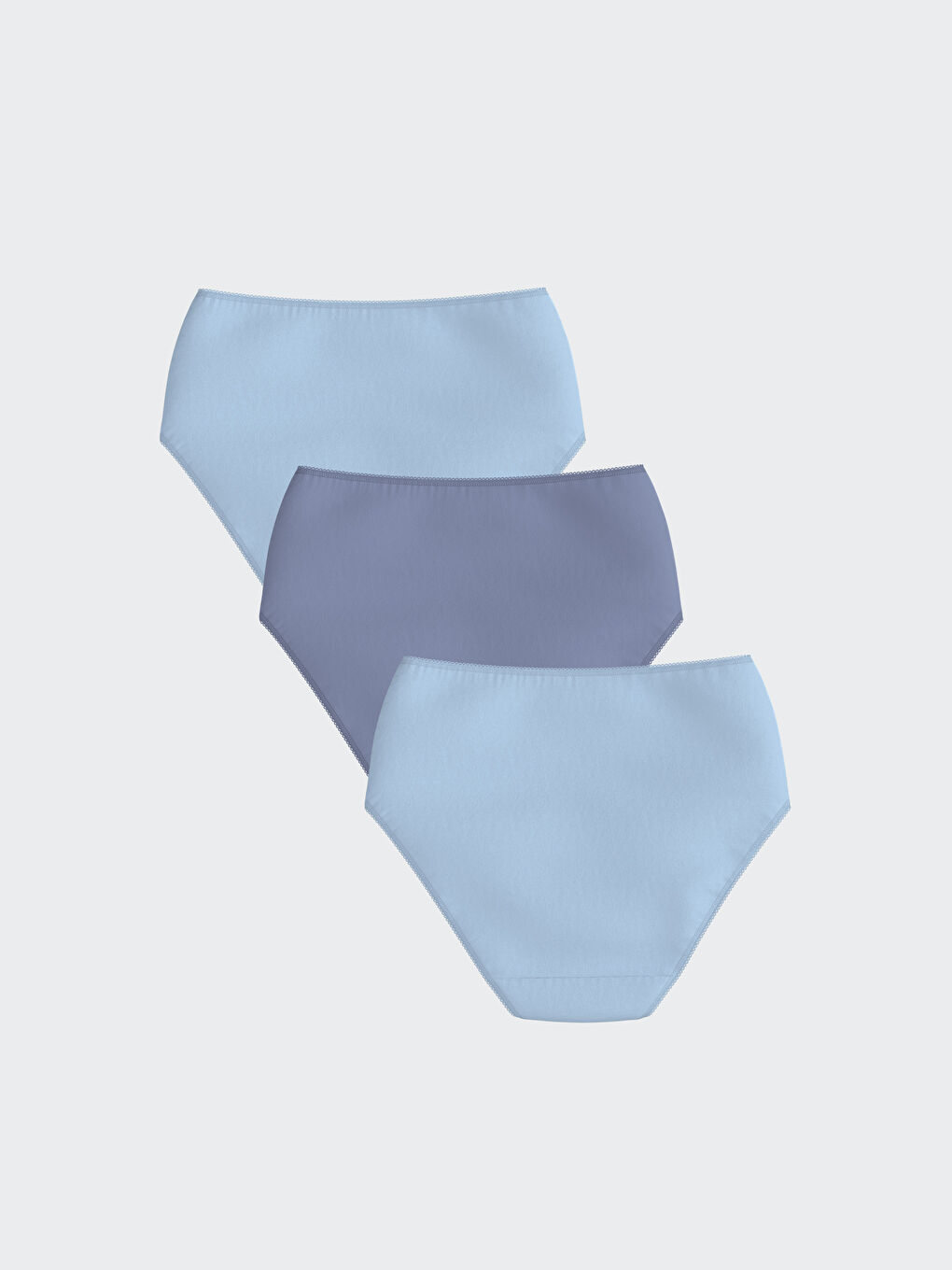 Mavi Düz Klasik Külot 3'lü-1