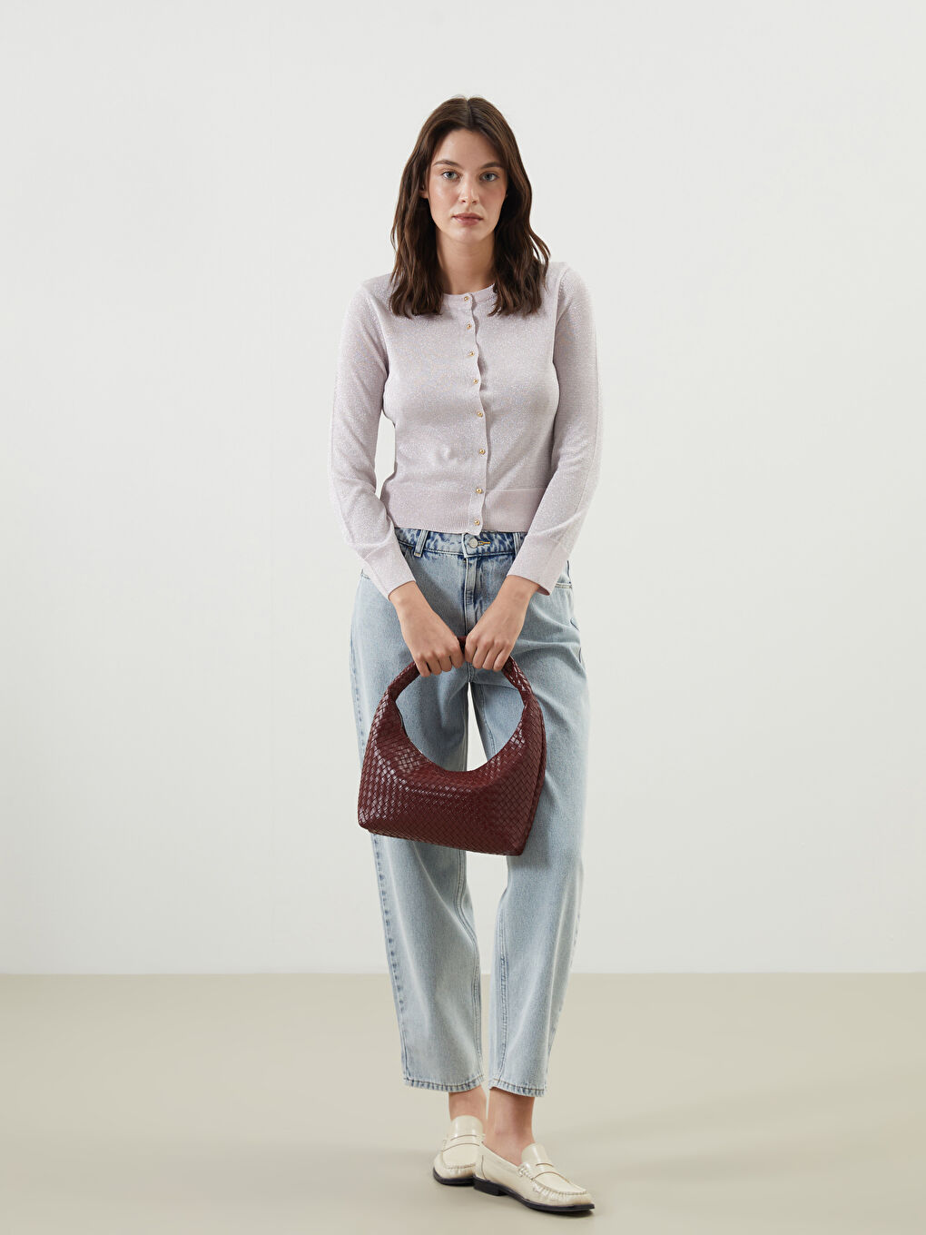LCW ACCESSORIES Bordo Deri Görünümlü Kadın Omuz Çantası - 1